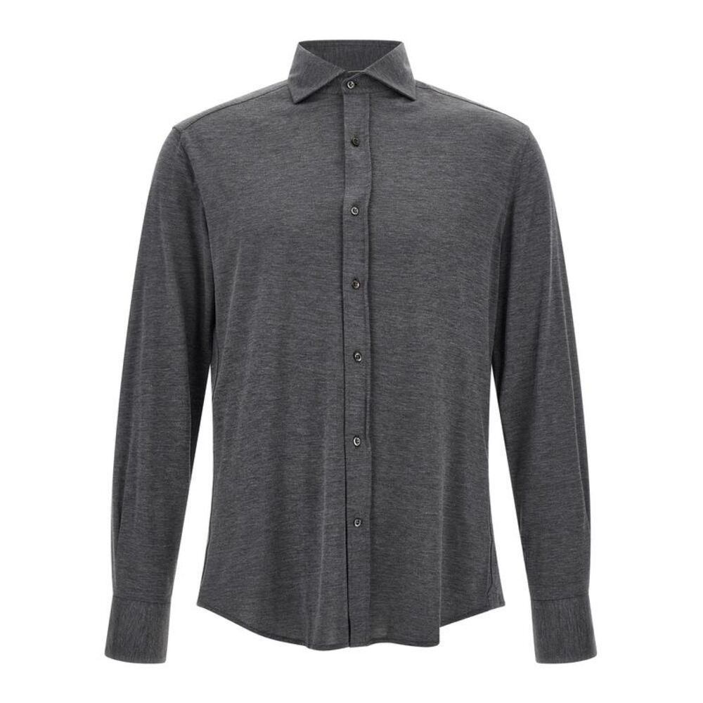Brunello Cucinelli Gray Silk Men's Blouse